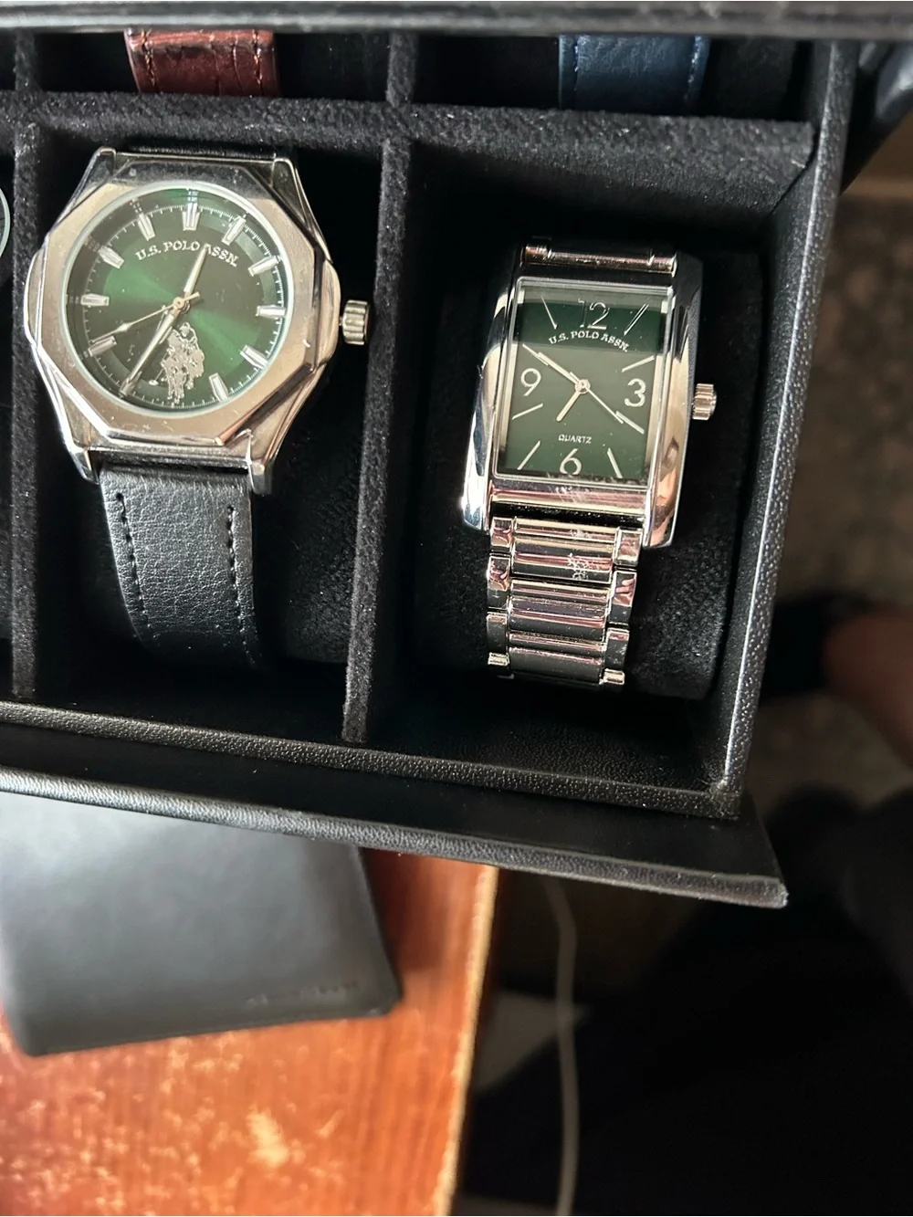 U.S. Polo Assn. Men's Silver Case Green Dial Watch with Metal Bracelet